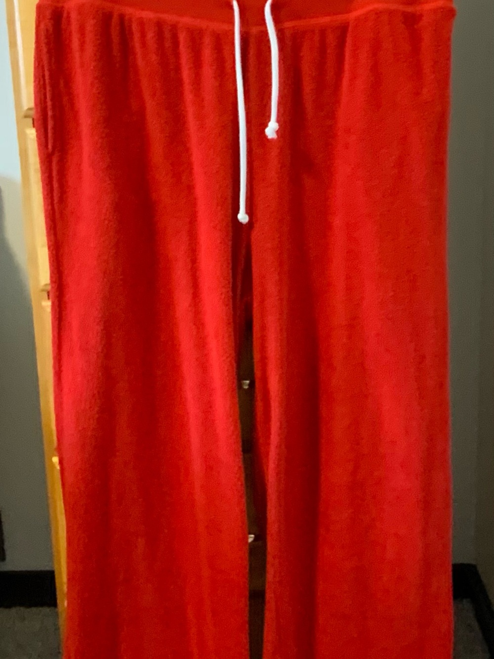 aerie Bright Red Wide Leg Lounge Pants with White Drawstring